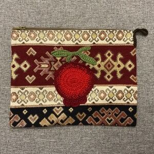 NWOT Armenian Zipper Pouch with Crochet Pomegranate